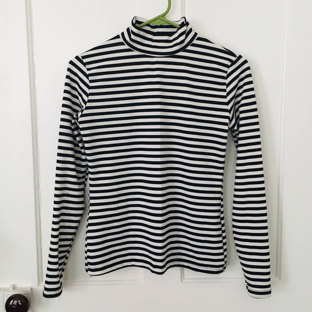 Vintage Black and White Striped Turtleneck